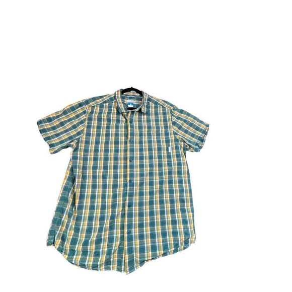 Columbia Men's Omni-Shade Short Sleeve Plaid Shirt Size L Sun Protection 100% Co - Picture 1 of 10